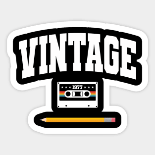 Vintage 1977 Cassette and Pencil Sticker